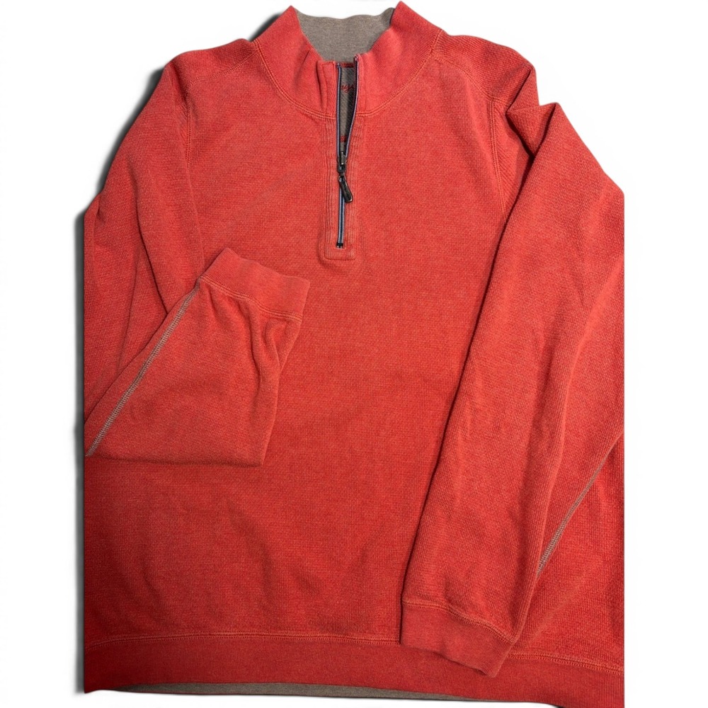 Tommy Bahama Flipside Reversible Half Zip Pullover Orange Coral Mens XXL